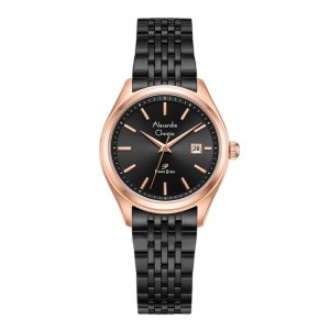 Alexandre Christie AC 1040 Rosegold Black Lady Steel LDBBRBA